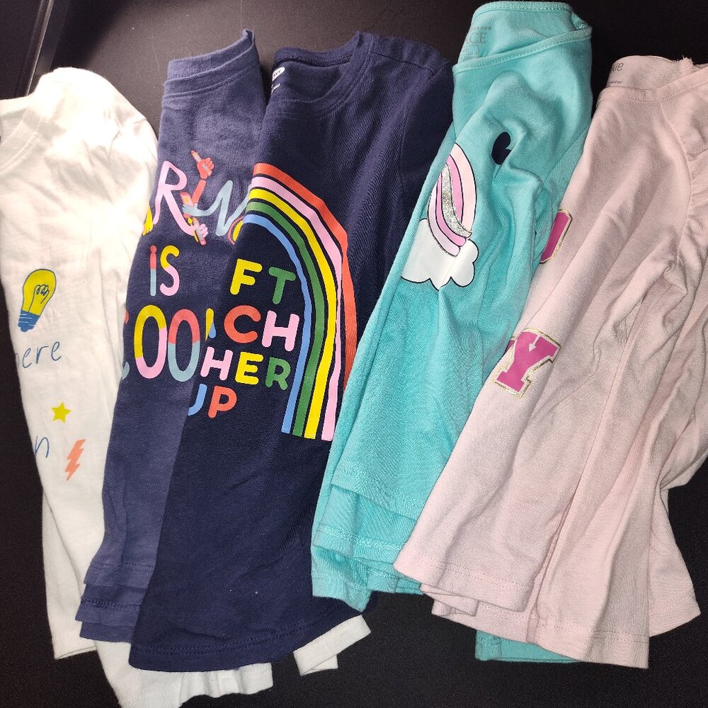 7 variety of New and Pre-owned girls' style shirts in size 5T: Different Brands